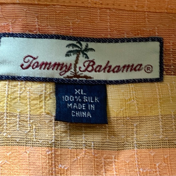 Tommy Bahama Men's Striped Silk Shirt XL Relaxed Fit Hawaiian Camp EUC - Picture 4 of 7